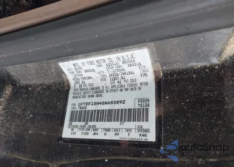 1995 Ford F150 z USA, uszkodzony, nr VIN 1FTEF15N4SNA80892